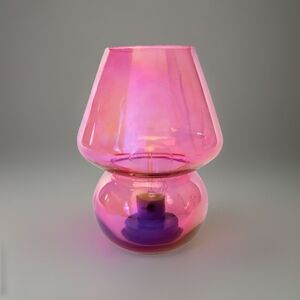 🔥Valentines Day Pink Mushroom Shaped Glass Lamp 5.62 x 7.8 BNWT🔥